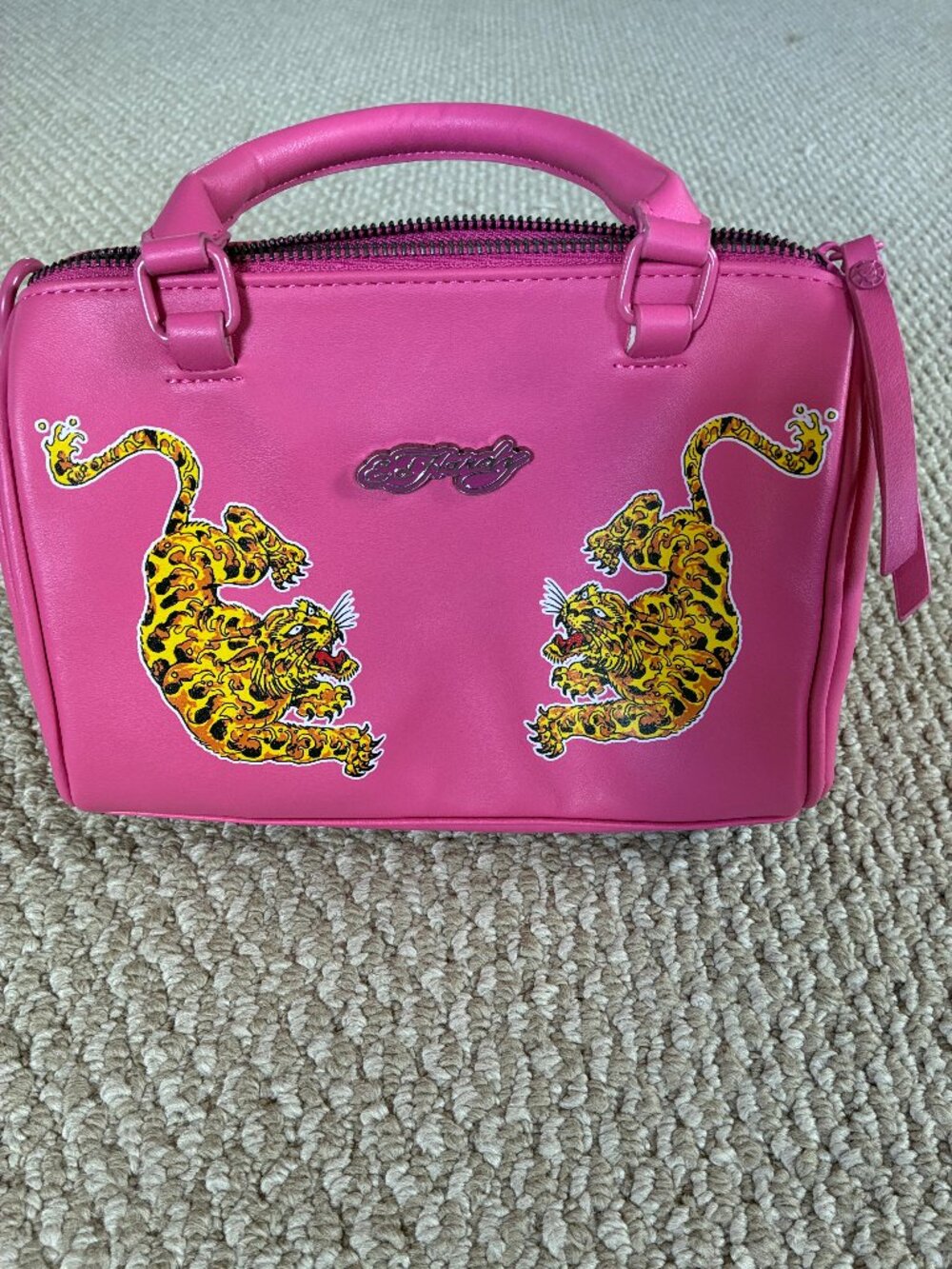 Ed Hardy Women Small Pink Screaming Tigers Satchel No Strap